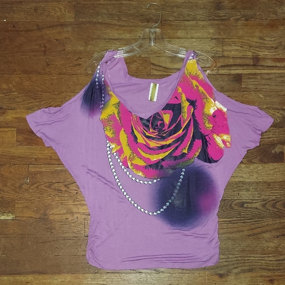 5 For $10 M&M Floral Purple Women's Top